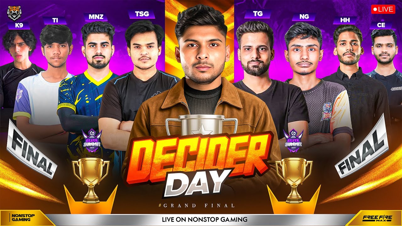 ELITE SUMMIT GRAND FINALE DECIDER DAY 🔥💀 || NG, TG, TSG, K9, HH, TI, MNZ   #nonstopgaming
