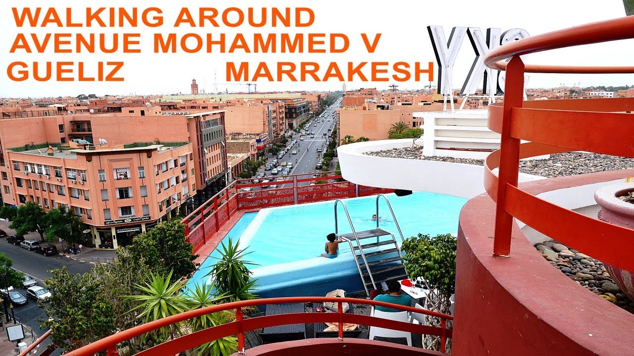 Marrakesh, Avenue Mohammed V, Gueliz - مراكش، شارع محمد الخامس، كيليز