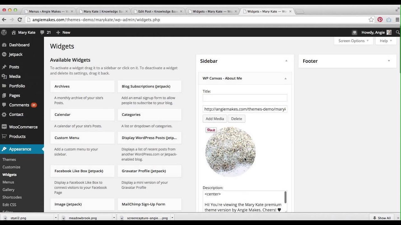 Mary Kate Theme Sidebar Widgets