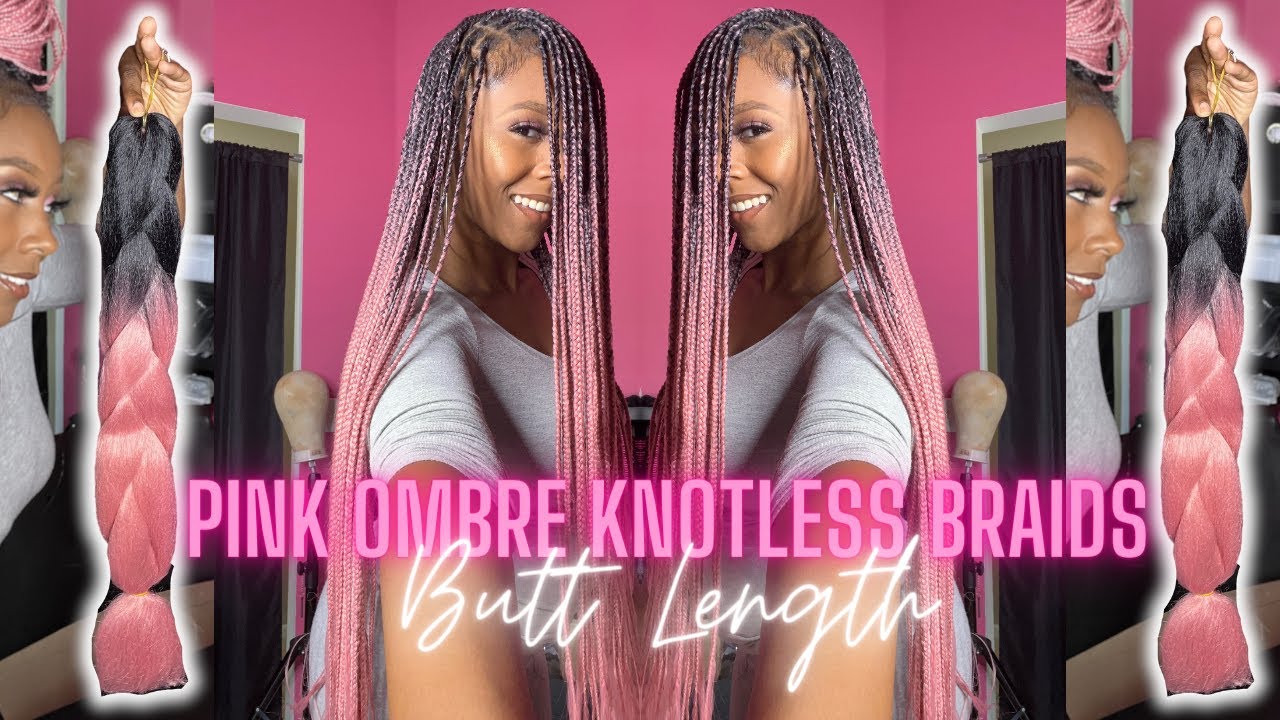 Pink Ombre Knotless Braids With Amazon Braiding Hair l PolishedbyTesia