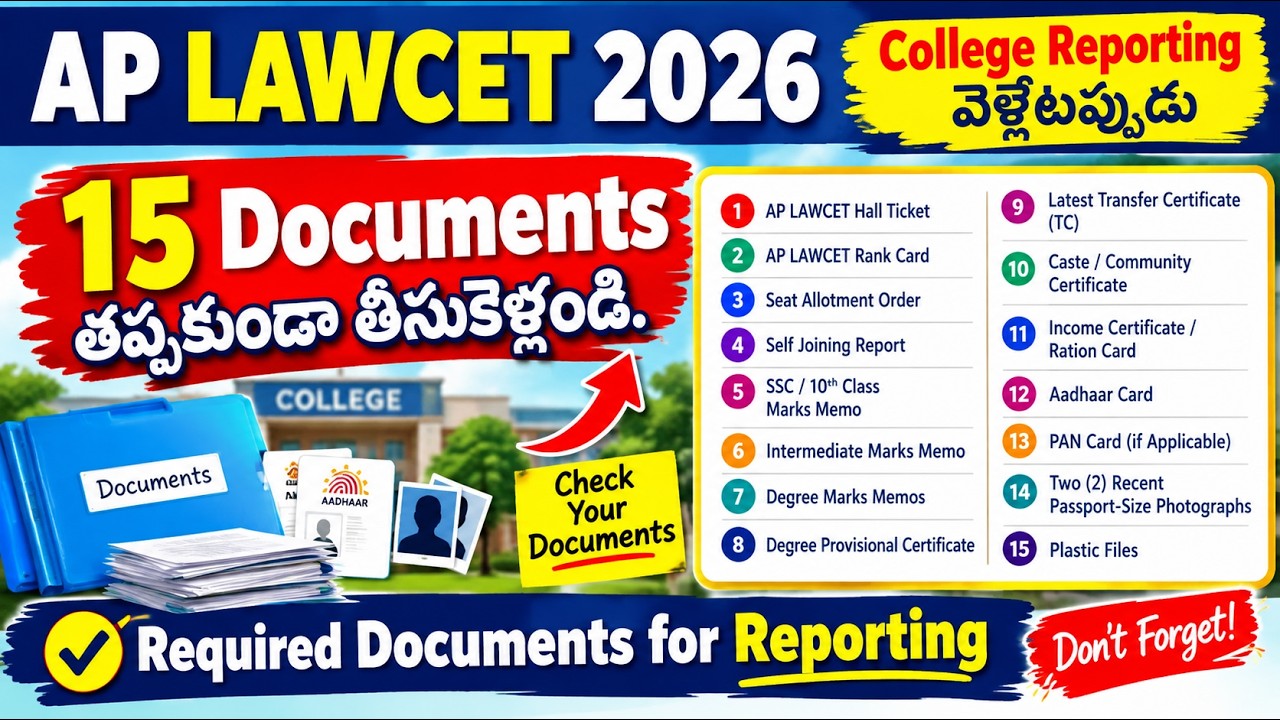 AP LAWCET 2026 College Reporting Process | AP LAWCET Certificates for Reporting | LAWCET Seat All...