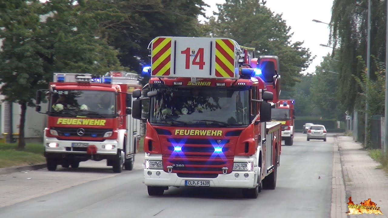 [Neue Scania DLK 42] Großalarm bei AGRAVIS Cloppenburg - Anfahrten Feuerwehr, Rettungsdienst & THW