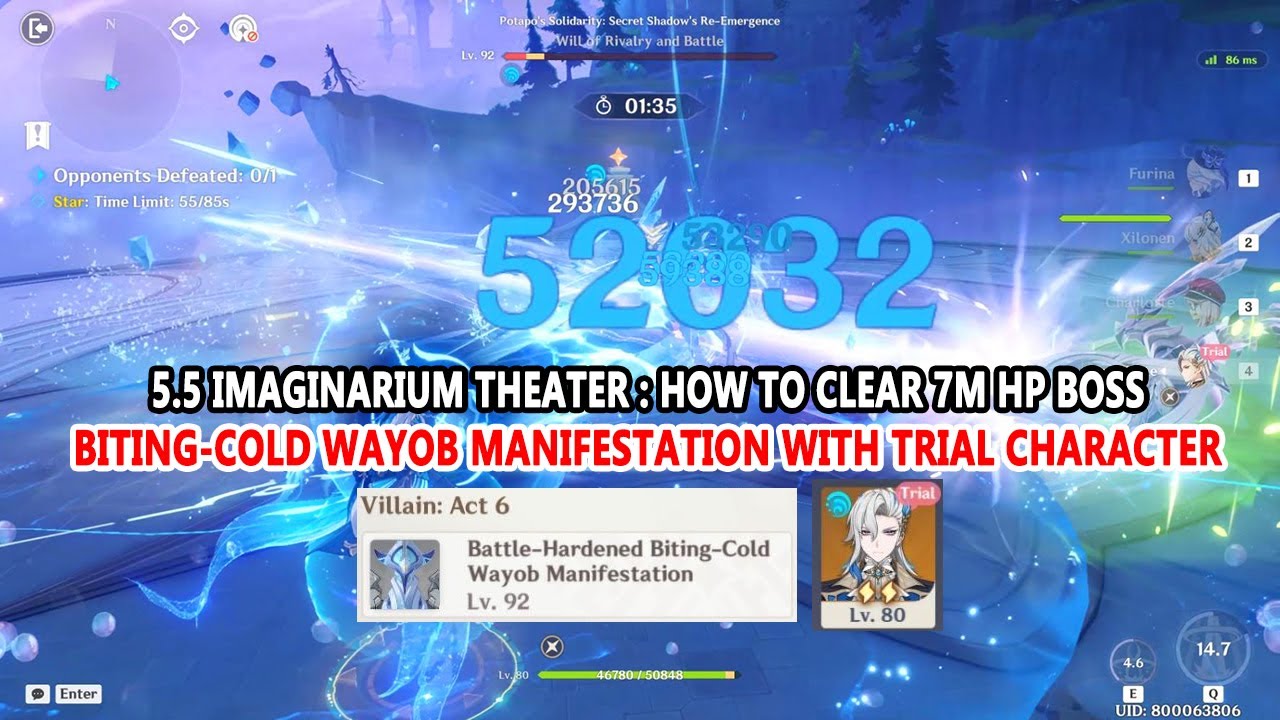 5.5 Imaginarium Theater : How to Clear 7M HP Biting-Cold Wayob Manifestation with Trial Character
