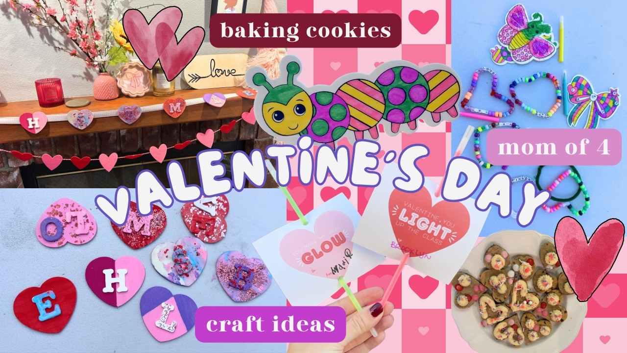 Simple and Adorable Valentine's Day Crafts - kids age 6, 4 & 2 - painting, baking, and class gifts