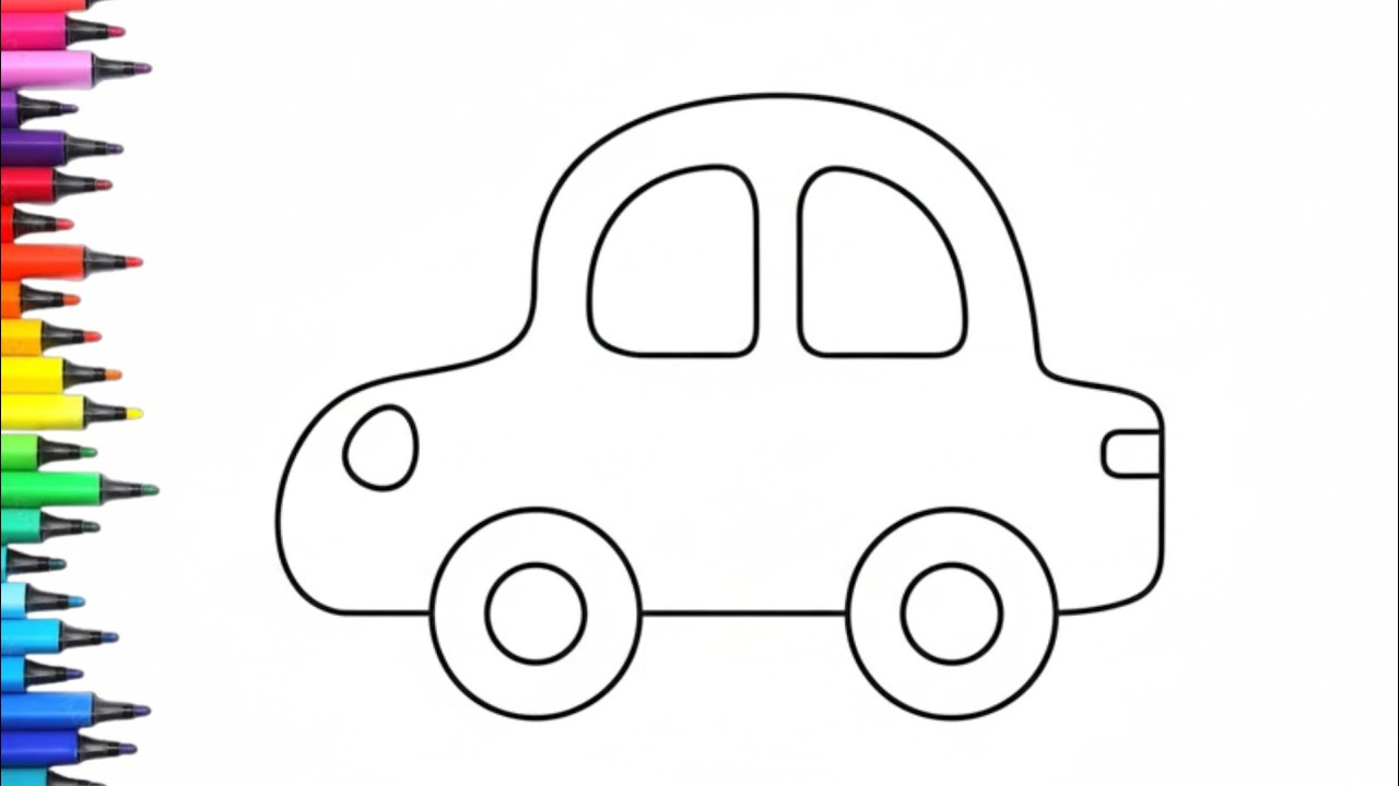 Car Cute Friendly Drawing, Painting & Coloring For Kids and Toddlers_Child Art