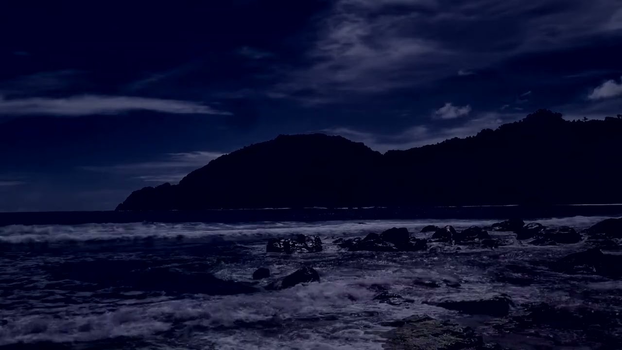 Dark Blue Beach Waves for Sleep | A Quiet Ocean Whispering You to Rest