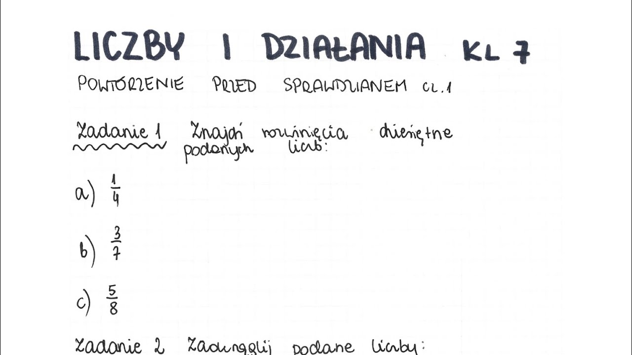 Liczby i działania - klasa 7 - GWO - Matematyka z plusem - sprawdzian - pdf w opisie