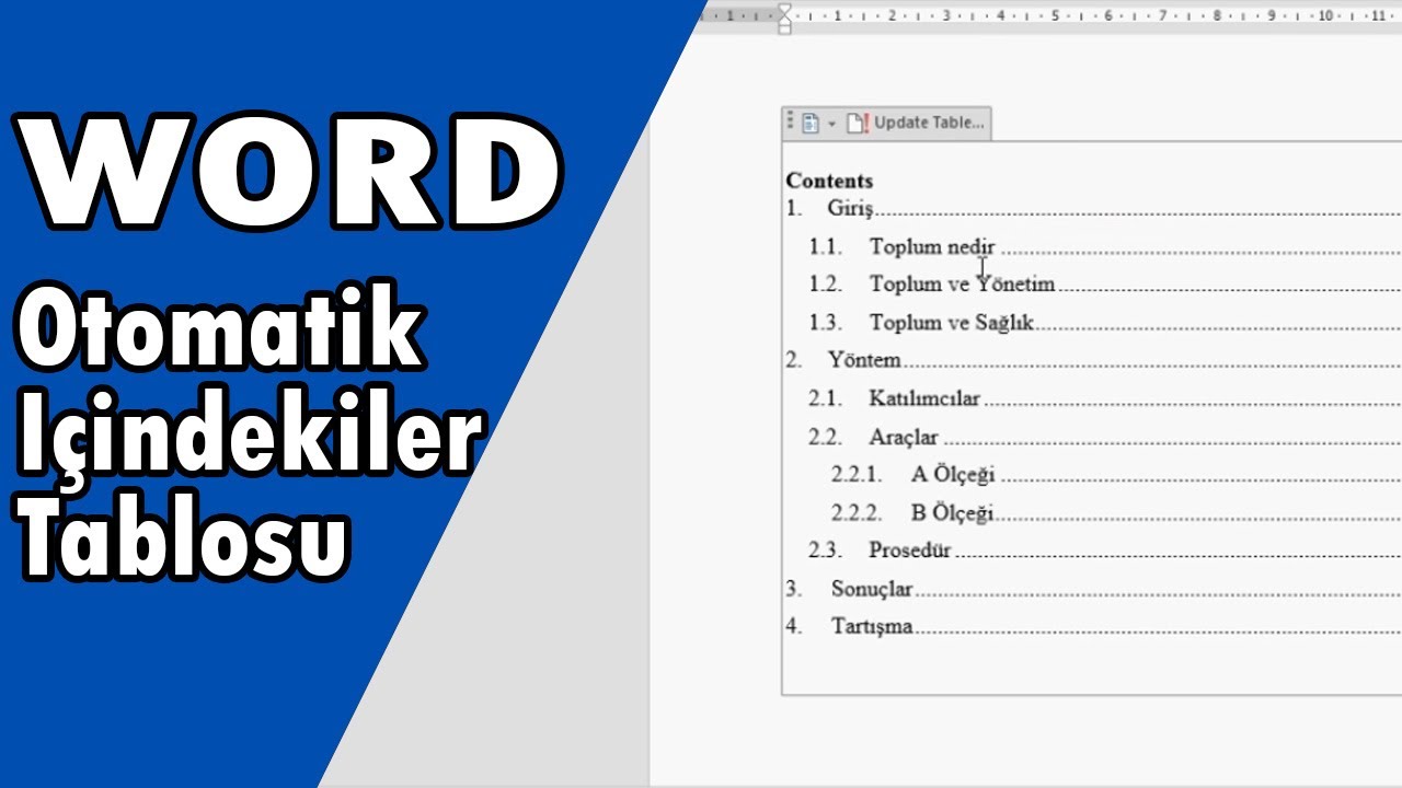İçindekiler Tablosu Oluşturma [Word]