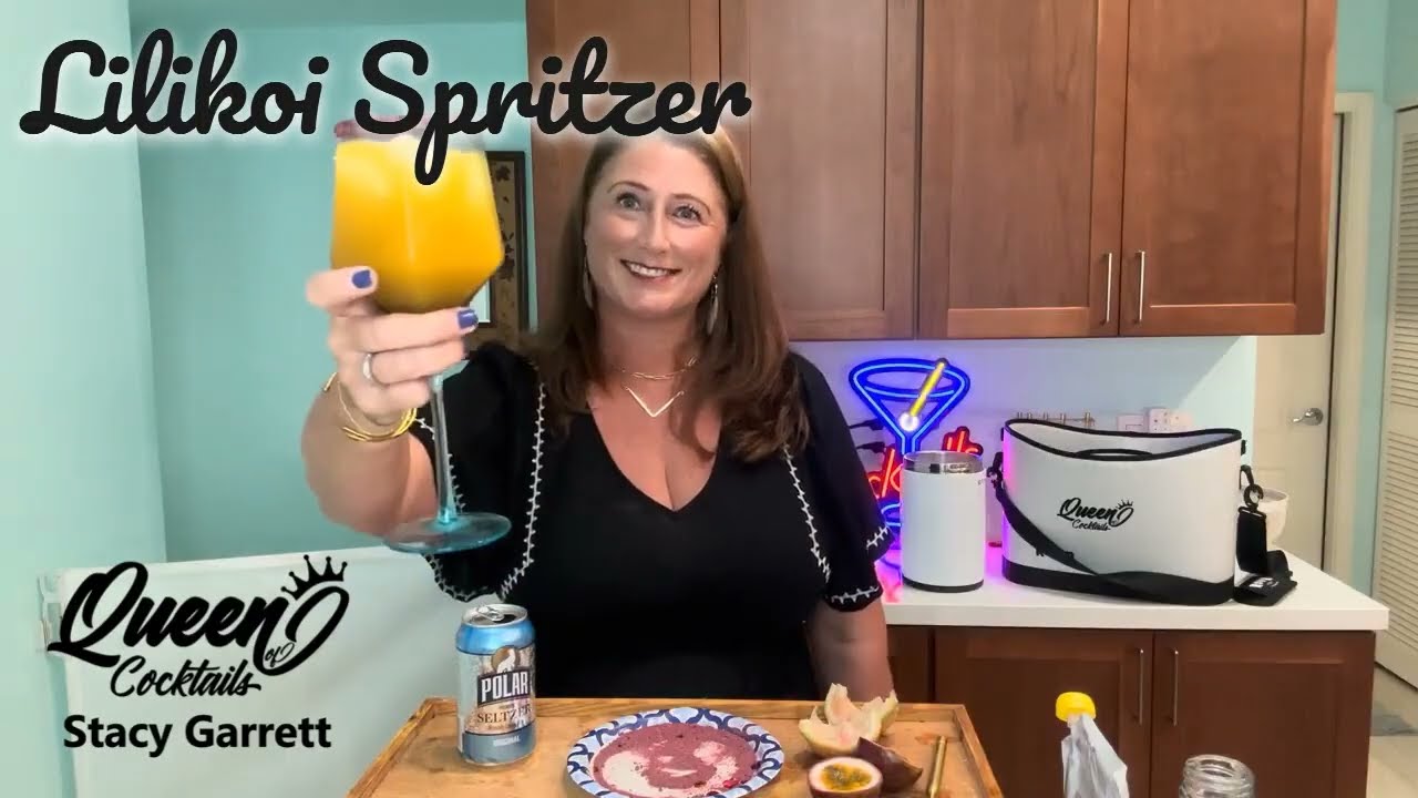 Lilikoi Spritzer by Queen of Cocktails Stacy Garrett #tropicalcocktail #cocktail #passionfruit