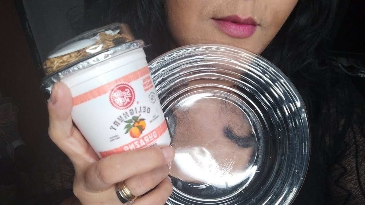 ASMR  L4mi3ndo Yogurth de durazno en platito