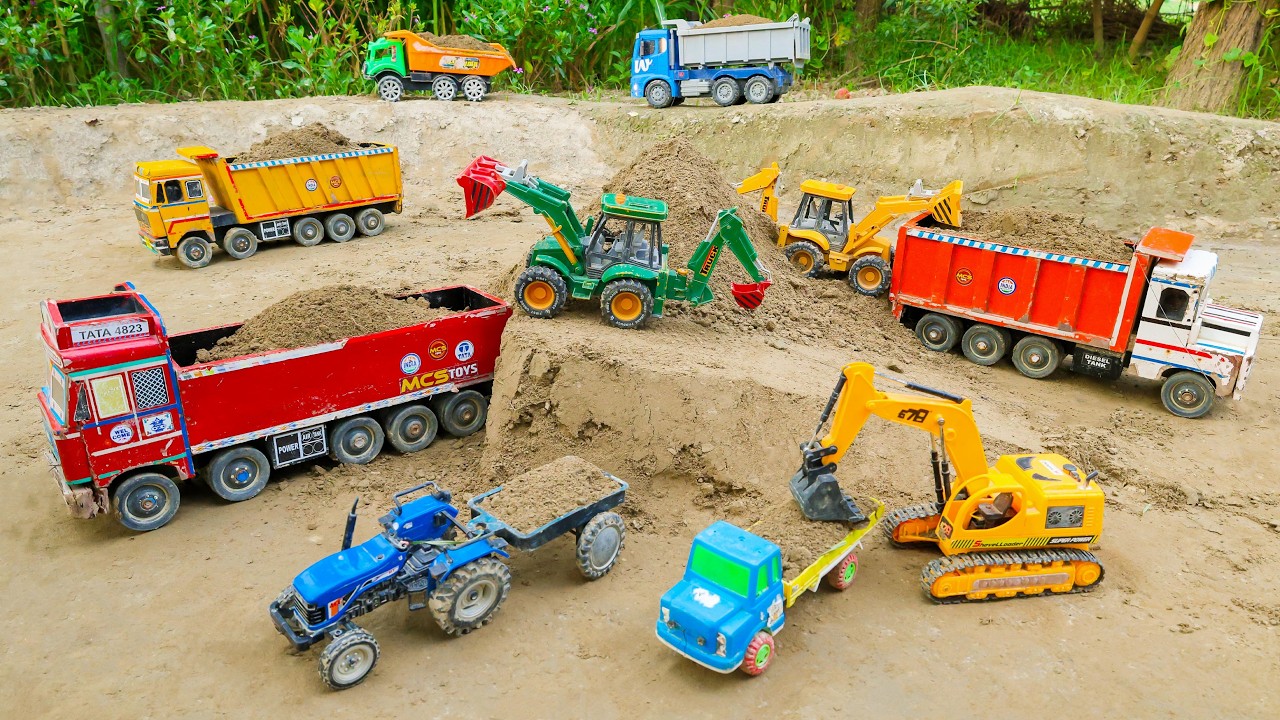 Jcb 4x4 5cx fully Loading Mud Tata Tipper Truck | tractor cartoon | jcb gadi | #jcbcartoon
