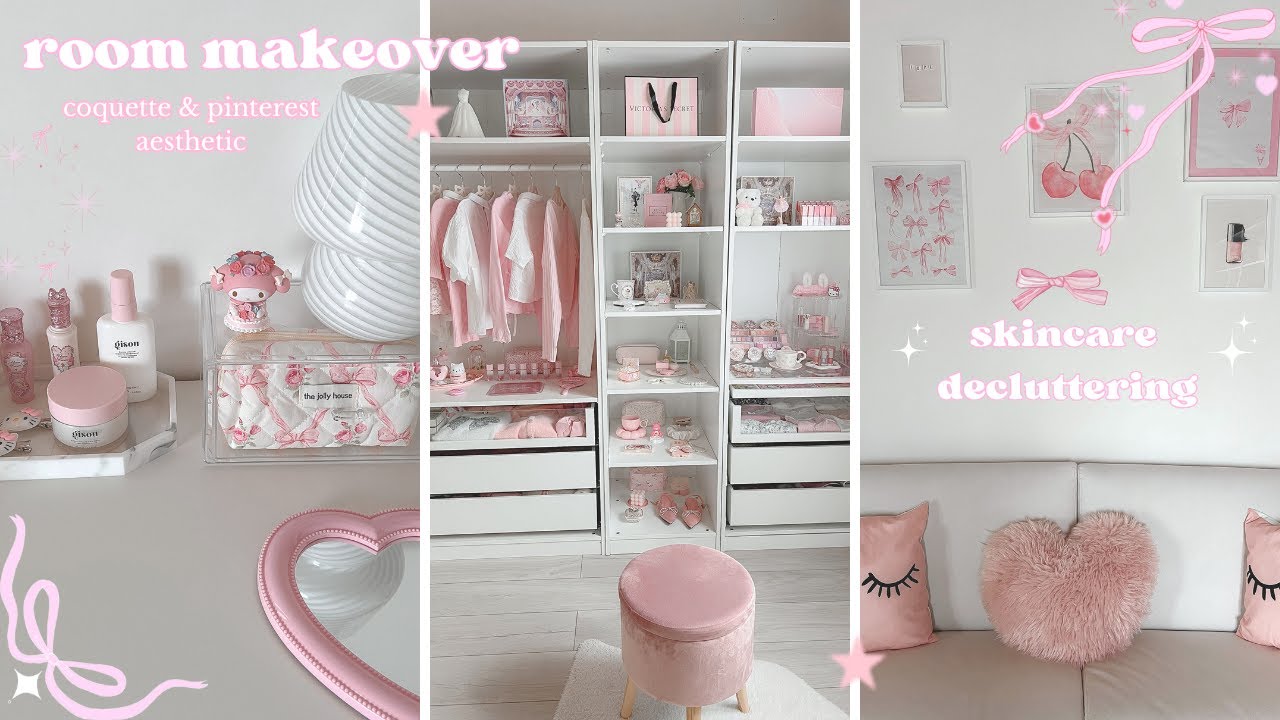 room makeover + skincare decluttering 🎀🦢🕯️coquette & pinterest aesthetic