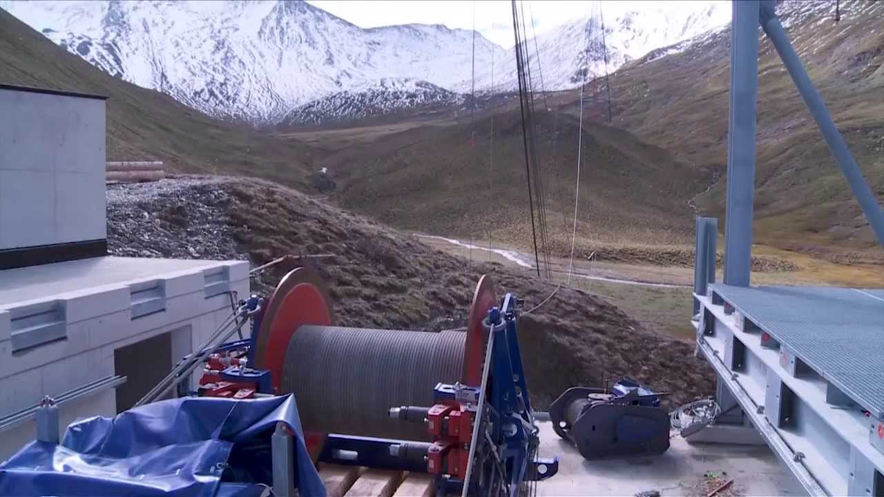 Piz Val Gronda E5, Anlieferung Tragseil und Seilzug