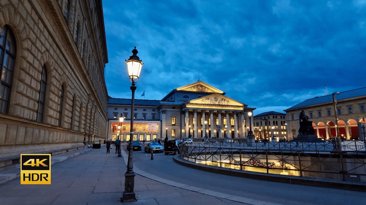 Evening to Night Walk in Munich Old Town - 4K HDR