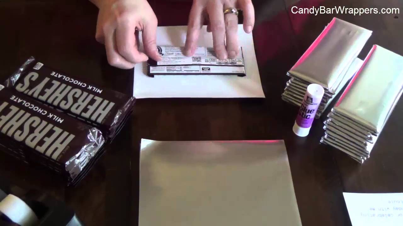 How to wrap a chocolate bar with foil and personalized wrapper.