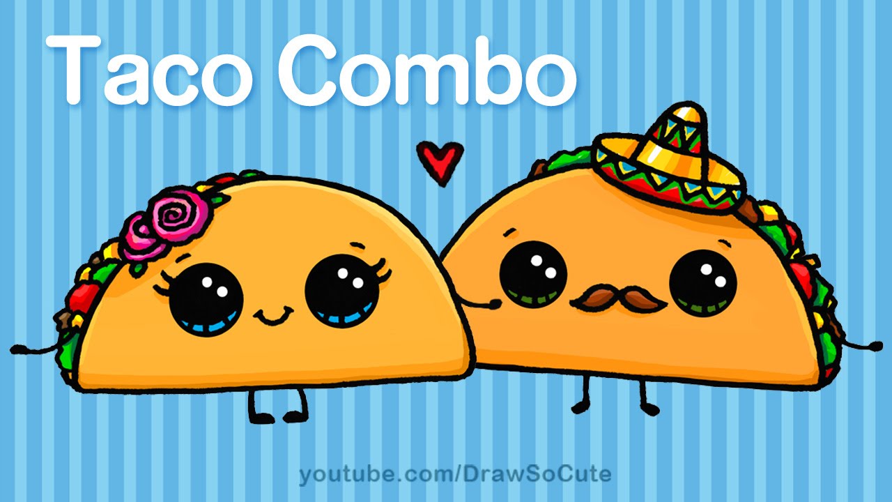 How to Draw Cartoon Tacos Cute step by step Easy - Cute Cartoon Food