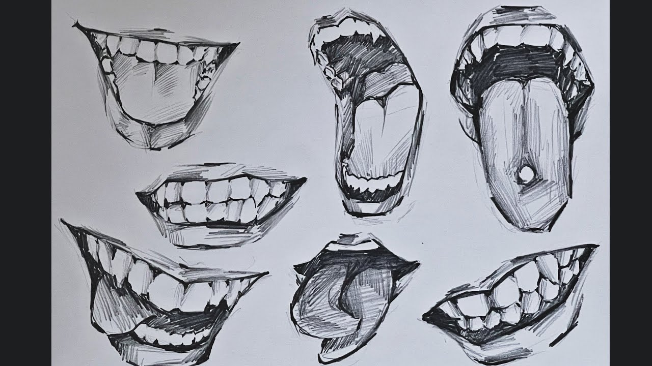 Drawing anime mouth , teeth