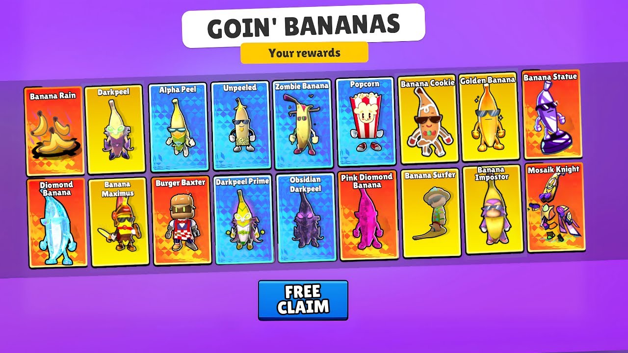NOW I HAVE ALL BANANA SKIN ON STUMBLE GUYS 😉