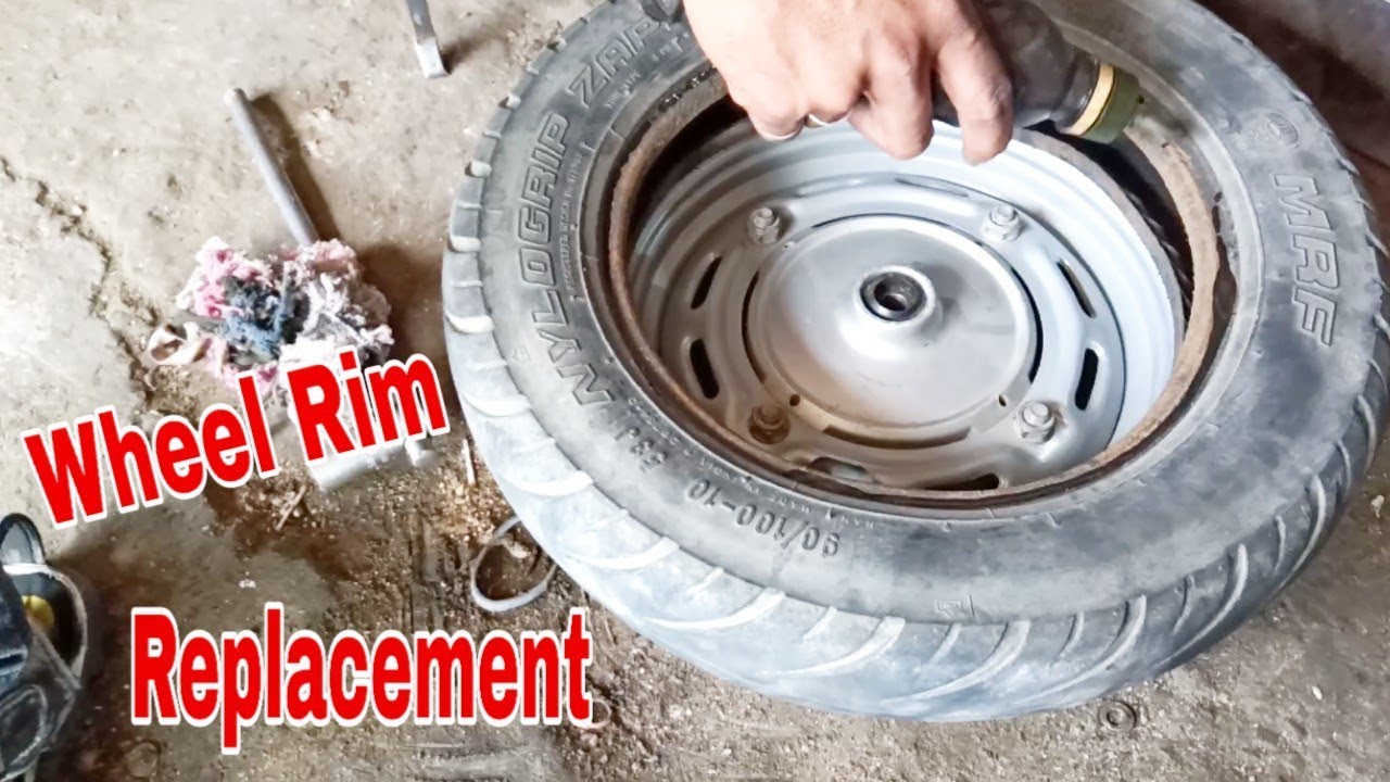 How to replace the activa wheel / how to change wheel rim  /  replace wheel rim