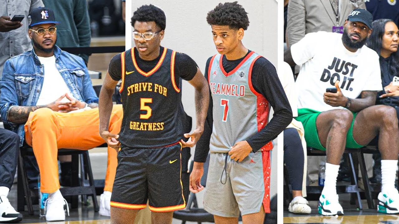 Bryce James and Kiyan Anthony EPIC BATTLE Infront of LeBron & Melo 🔥