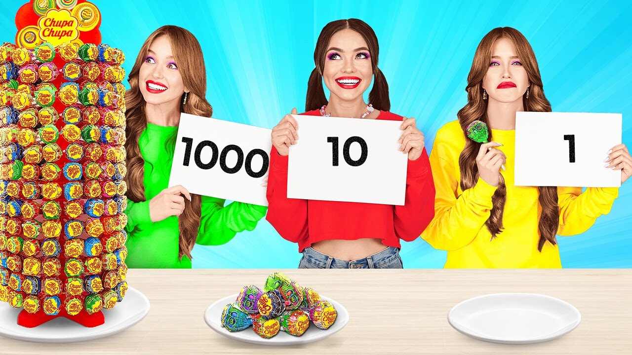 ¡100 CAPAS DE COMIDA FAVORITA! Desafío de Comer con Suerte vs Sin Suerte por 123 GO!