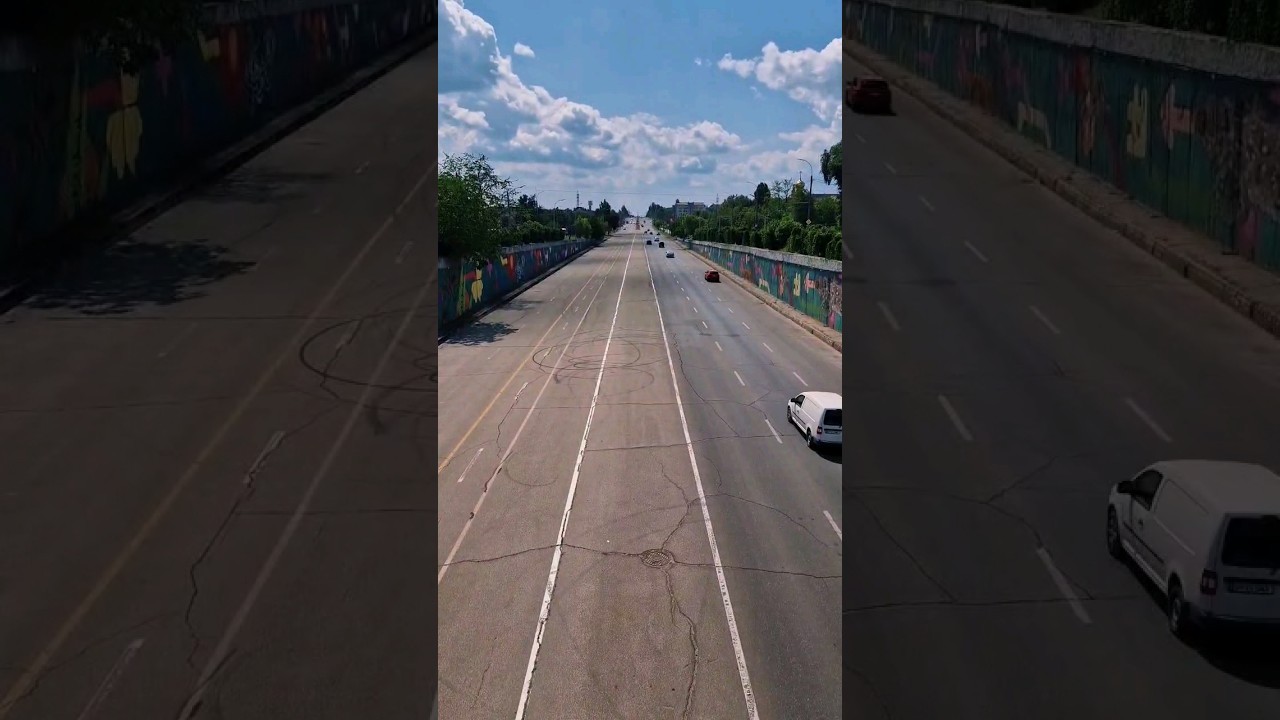 City walk🛣 #chisinau #chisinaucity #moldova #bridge #highway #cars #graffiti