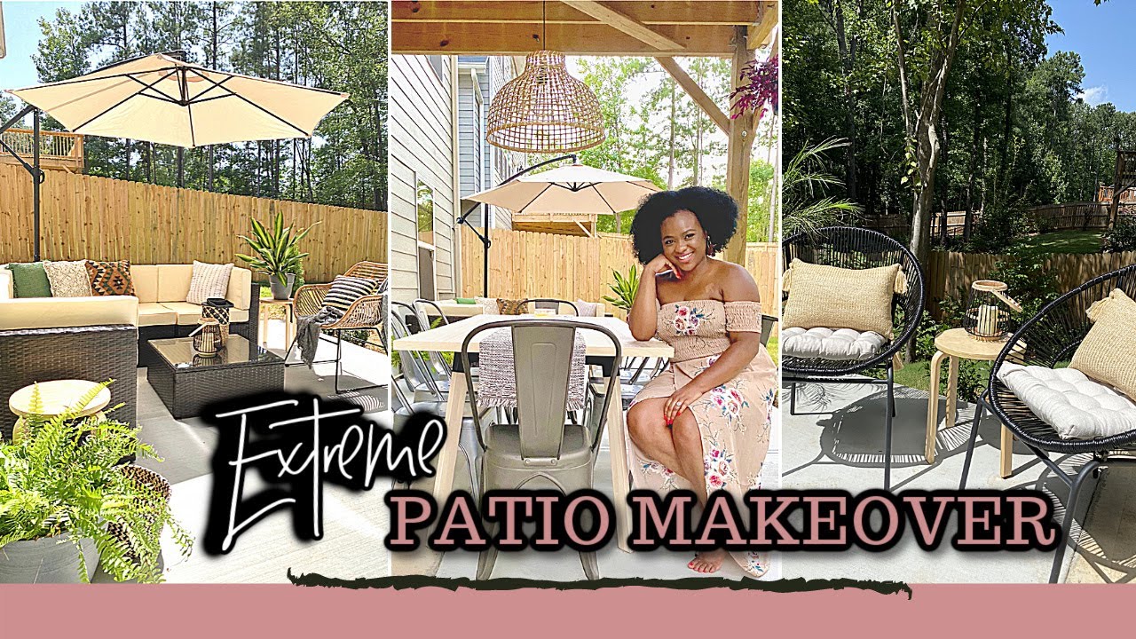 EXTREME Backyard Patio Transformation! | Concrete Patio Extension | Fall Boho Decor