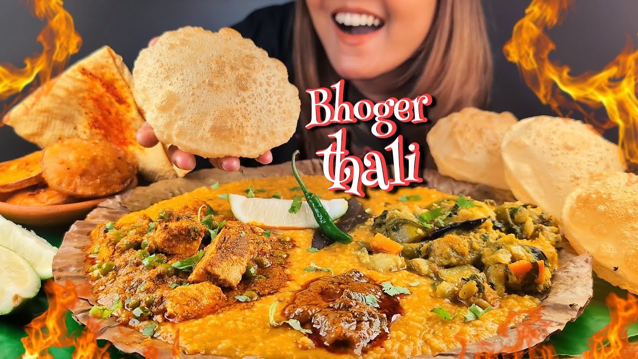 COOKING & EATING BHOGER KHICHURI, NIRAMISH LABRA, MATAR PANEER, FULKO LUCHI, CRISPY BEGUNI MUKBANG 