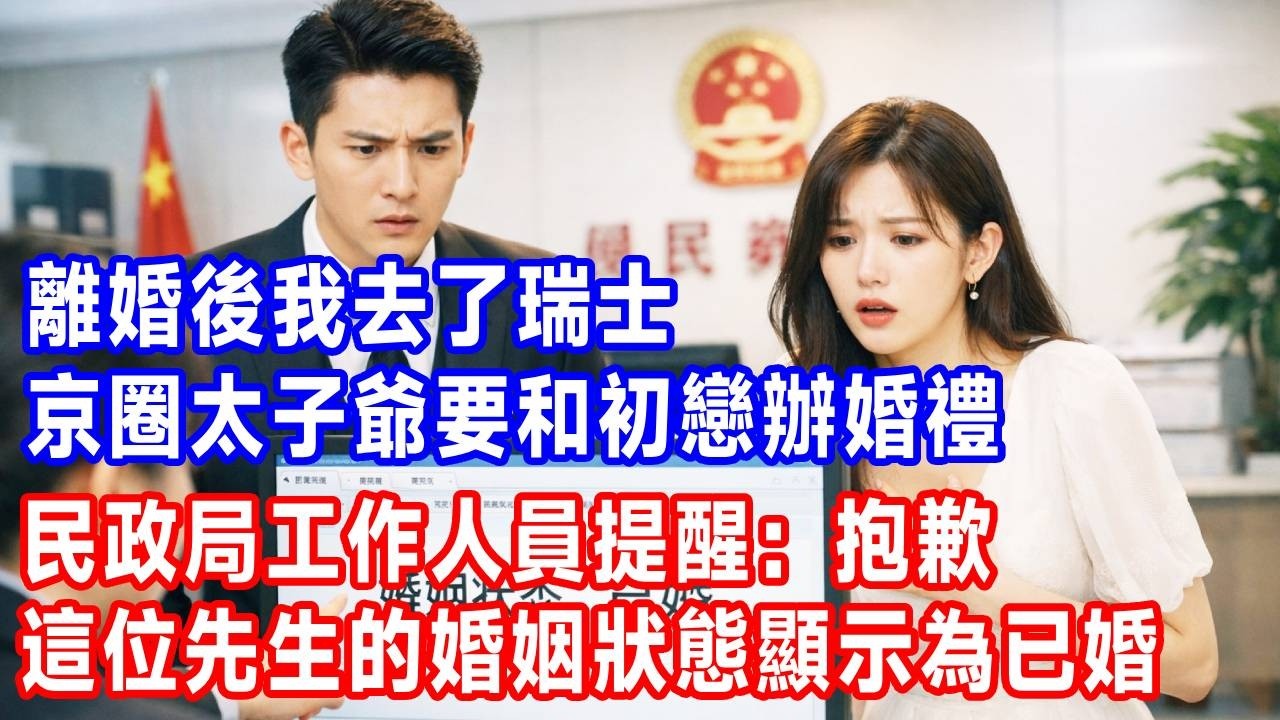 離婚後我隱姓埋名去了瑞士，京圈太子爺要和初戀辦婚禮，民政局工作人員提醒：抱歉，這位先生的婚姻狀態顯示為已婚！#生活經驗 #故事分享 #正能量 #反转 #人生感悟 #打脸 #沐沐讲故事