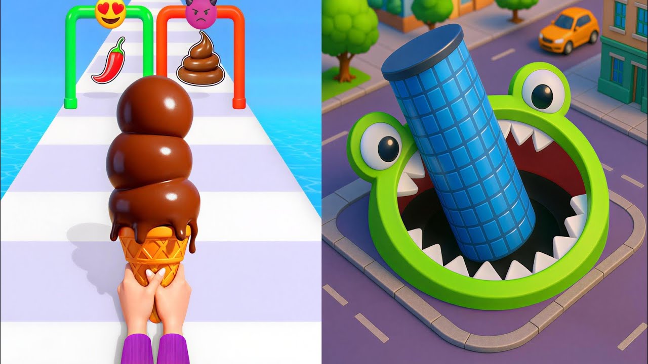 New Update Stacky Ice Cream Runner  VS  Hole. Io💥Max Level Challenges 
