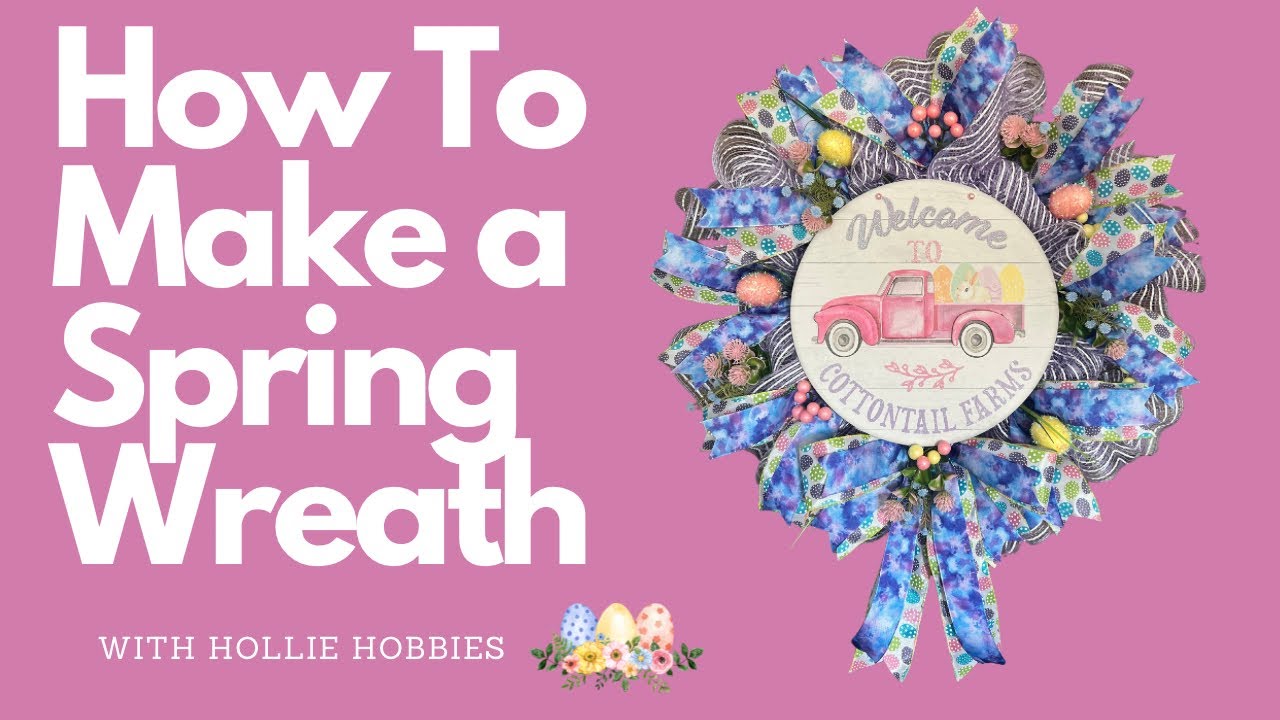 How To Make a Wreath with Ribbon/ Easter Wreath with Mesh and Ribbon/ How To Make a Spring Wreath