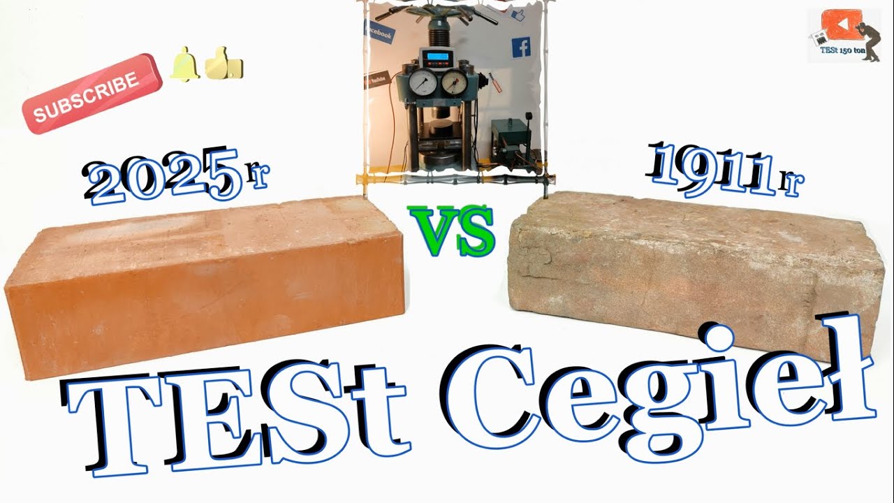 Test Cegieł 1911r vs 2025r na zgniatanie Ile wytrzyma nacisku cegła ❓ Nowa czy stara jest lepsza  ?