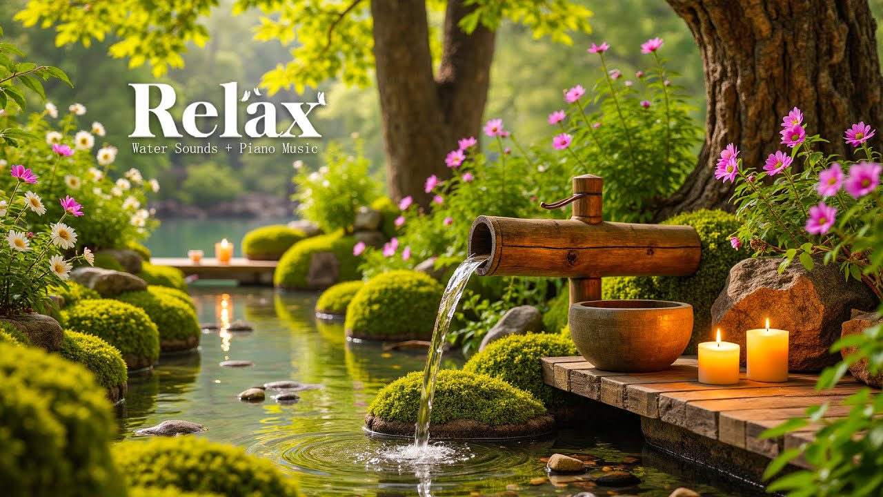 Beautiful Relaxing Music 🌿 Bamboo Water Sounds, Deep Sleep Music, Calm Anxiety & Depression, Spa BG