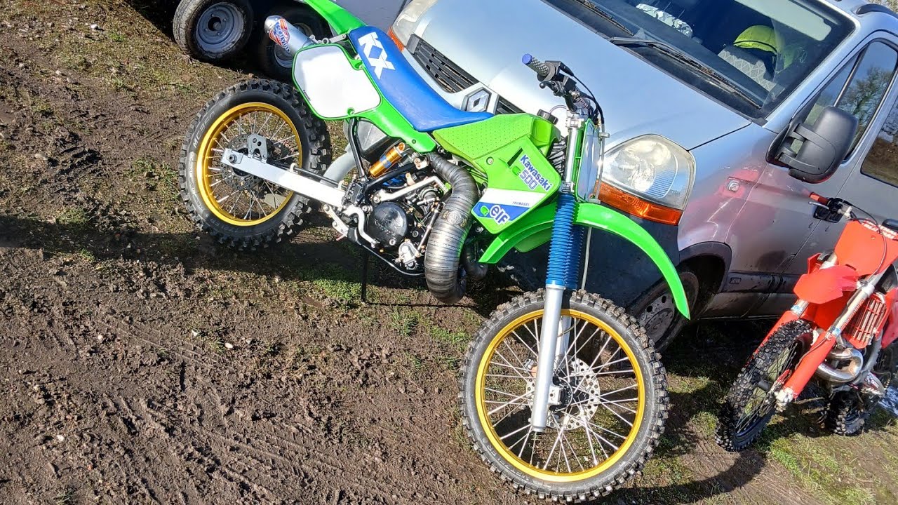 Mud bath peacocks hay motocross track on a restored 1987 kx 500 #kx500 