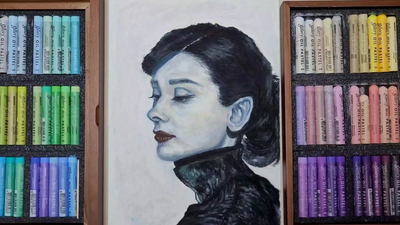 오일파스텔 인물화 연습 | Oil Pastel Portrait Practice | Audrey Hepburn