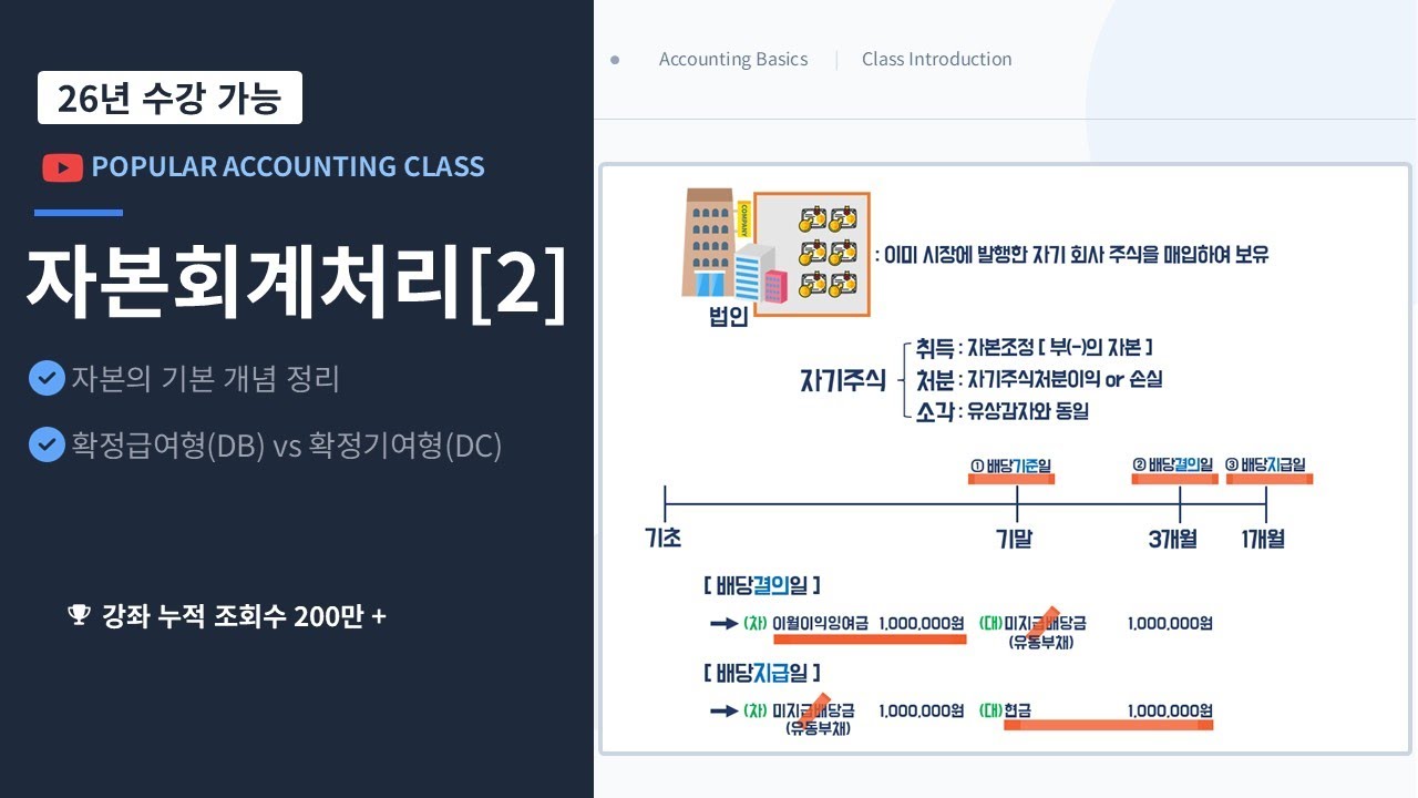 (교안-'더보기'란) 기초회계 17강  -자본 회계처리 ②!  자기주식 처분이익 손실, 이익잉여금 처분