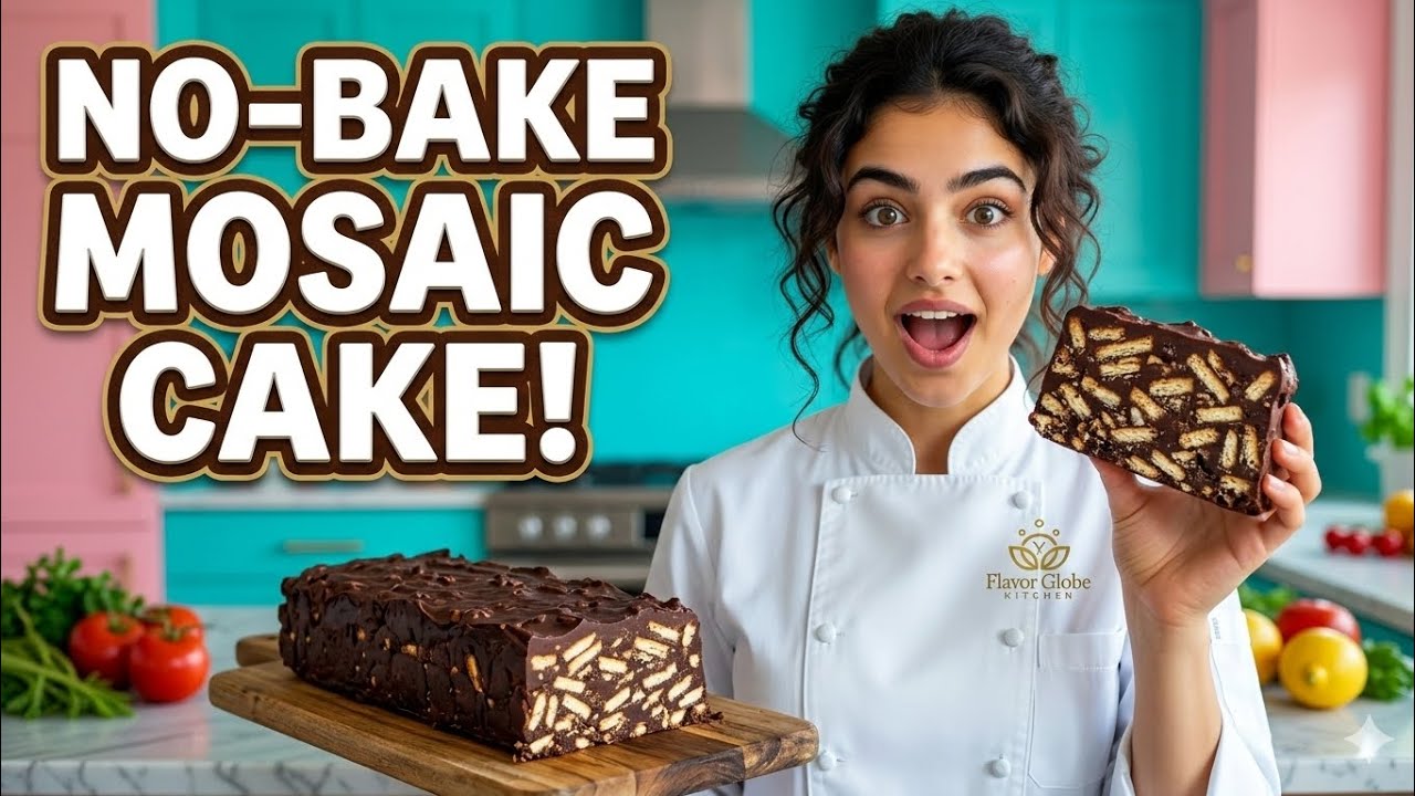 Mosaic Cake Recipe | No-Bake Chocolate Biscuit Cake Ready in Minutes! 🍫✨