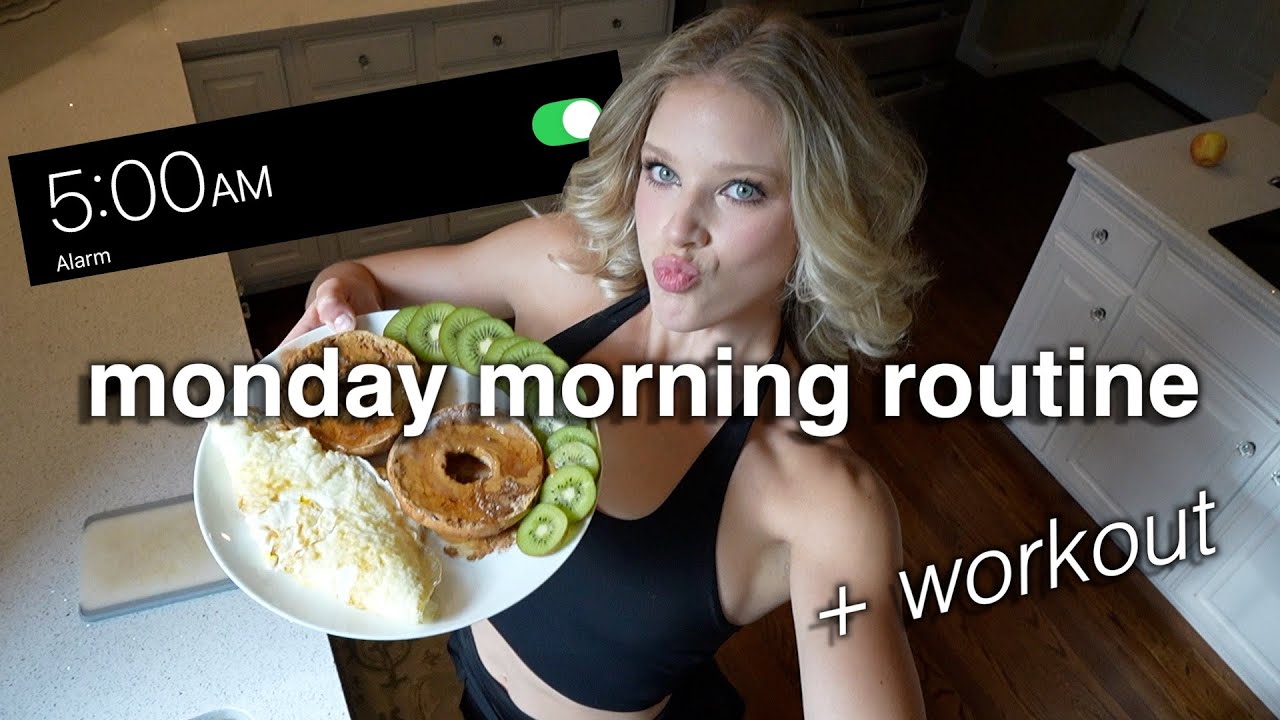my 5:00am productive monday morning routine | leg day, protein, work!