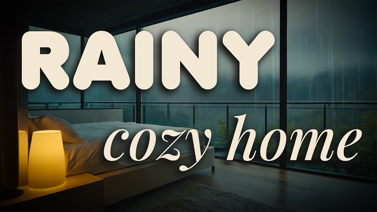 Heavy Rain on Window at Night 4K (2 Hours) | Cozy Bedroom Ambience