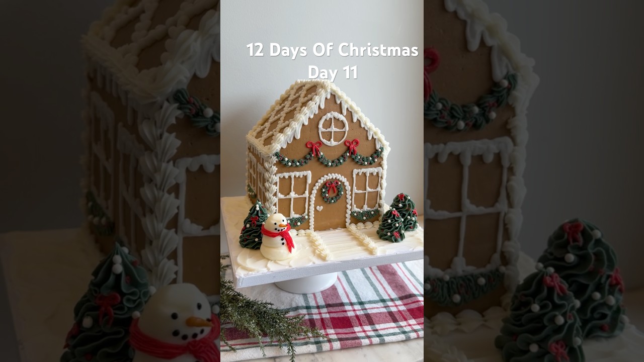 Only 1 more day left in the 12 days of Christmas! #gingerbreadhouse #christmas #cake #bakery