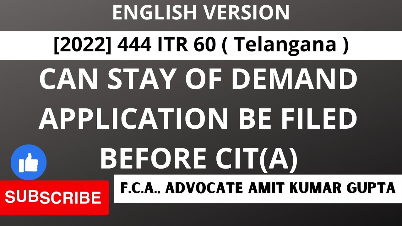 CAN STAY OF DEMAND APPLICATION BE FILED BEFORE CIT(A)