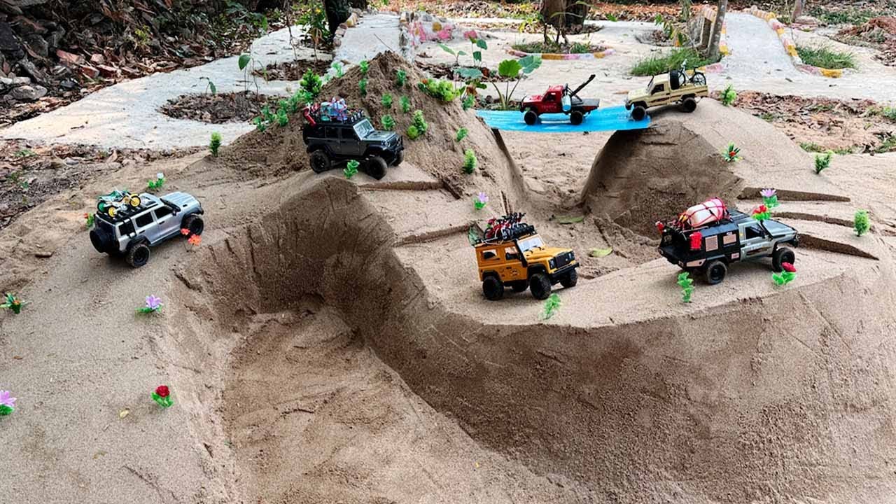 RC off Road climbing on Sand Mountain Obstacles Simulation & Bridge Crossing Challenge