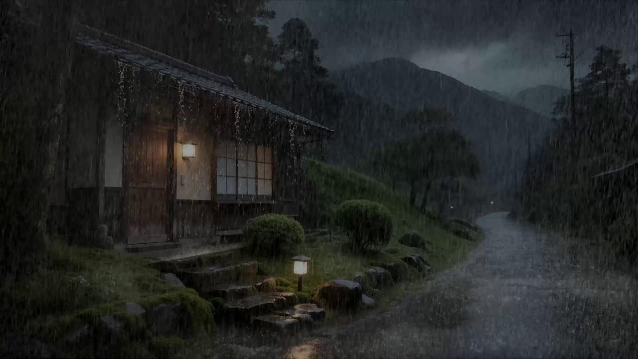 Tranquil Evenings 🌧️ Rain Sounds Over Wooden Cabin for Deep Sleep and Relaxation 🌙