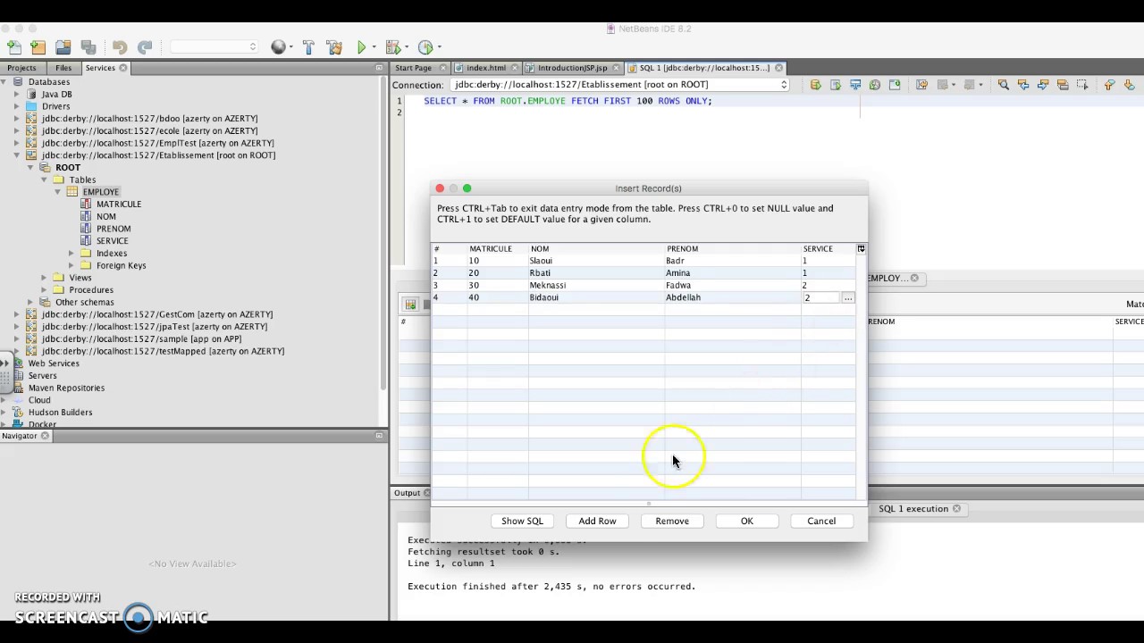 #Tutoriel 2 Création de la BD et utilisation de #JBDC et #JSP