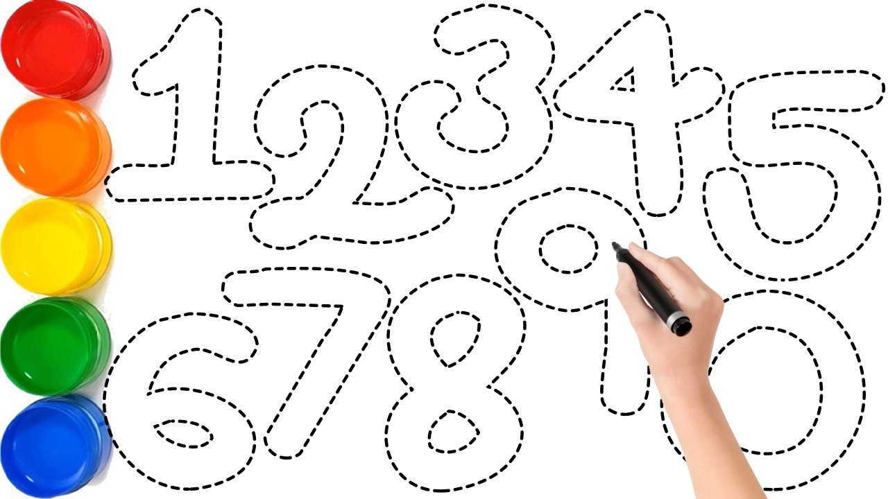 1234567890, Let's Learn How to Draw Numbers 1 - 10 for Kids, Easy Number Tracing & Painting, KS ART