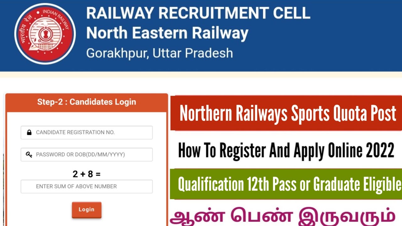 North Eastern Railways Sports Quota Apply Online 2022 Tamil