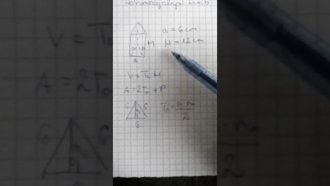 Háromszög alapú hasáb térfogata,felszíne példa