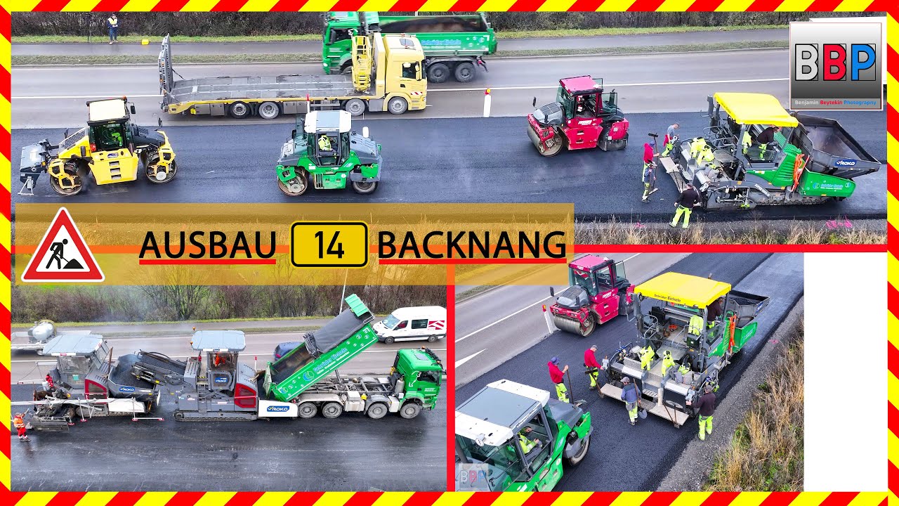 Dynapac MF2500CS, MH2500, Vögele Super1800-3i, Bomag, Hamm, Kipper - B14 Backnang, Dez. 2025. Teil 1