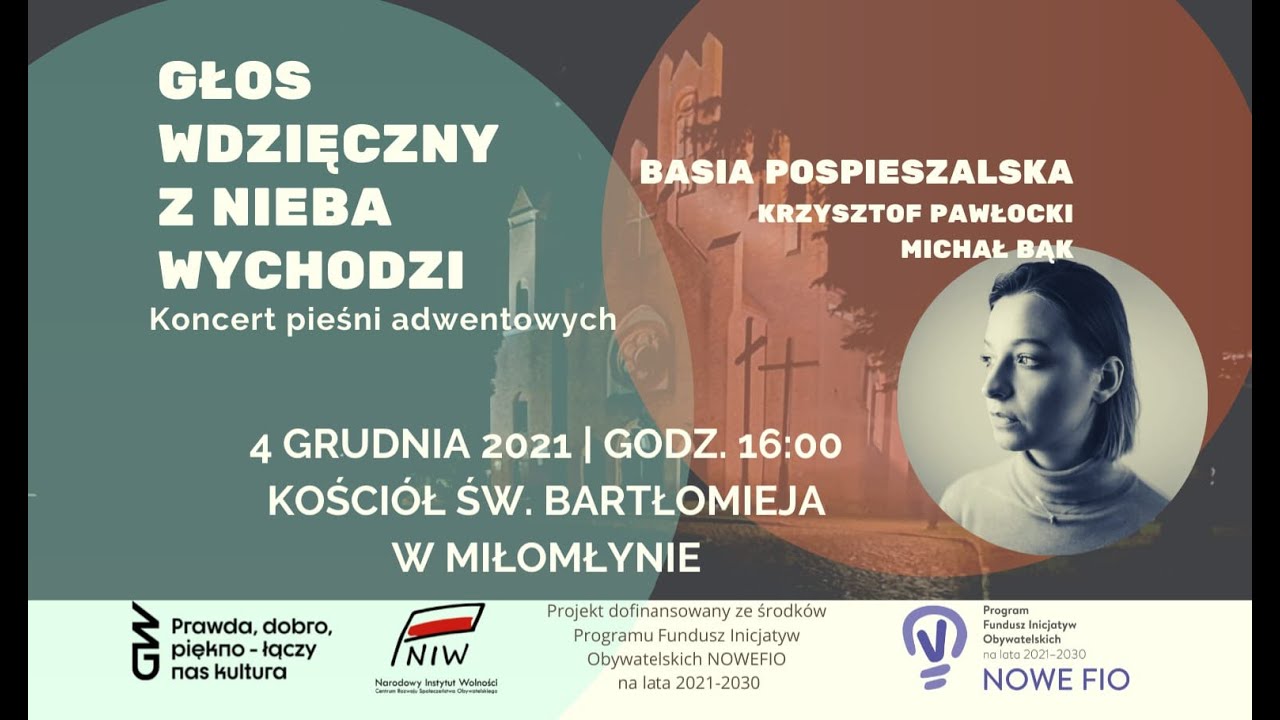 Basia Pospieszalska, Michał Bąk, Krzysztof Pawłocki-Jazzowy koncert pieśni adwentowych w Miłomłynie