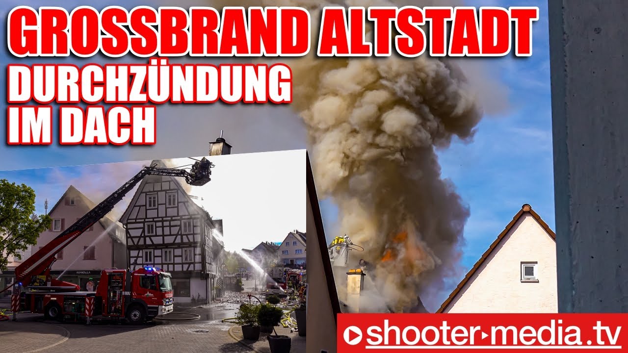 🔥🔥  GROSSBRAND in ALTSTADT - DACHSTUHL ZÜNDET DURCH  🔥🔥 | 3 Drehleitern im Einsatz